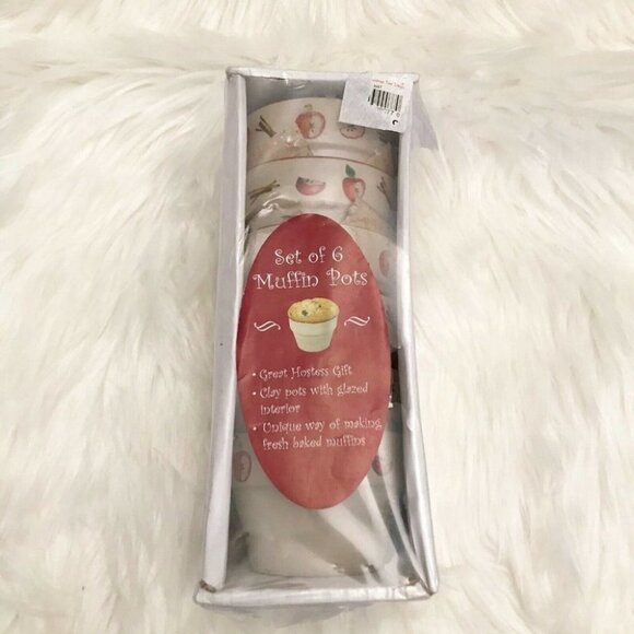 Christmas Tree Shops Vintage Stoneware Baking Cups (6) Pots Muffins Ramekins New - Picture 3 of 11